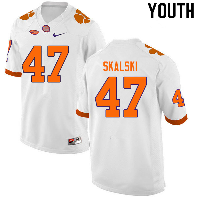 Youth #47 James Skalski Clemson Tigers College Football Jerseys Sale-White - Click Image to Close